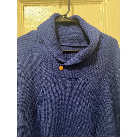 Men's Shawl Collar Knit Ribbed Pullover Sweater Navy NWOT Size L - Picture 3 of 8